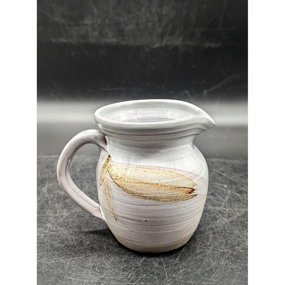 Vintage Studio Art Pottery Miniature Pitcher Creamer Grey Ceramic 3.76" Signed
